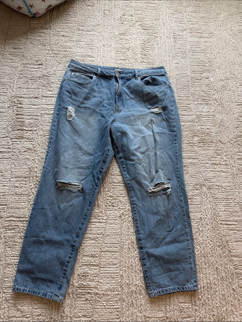 Women's Distressed High-Rise Blue Jeans